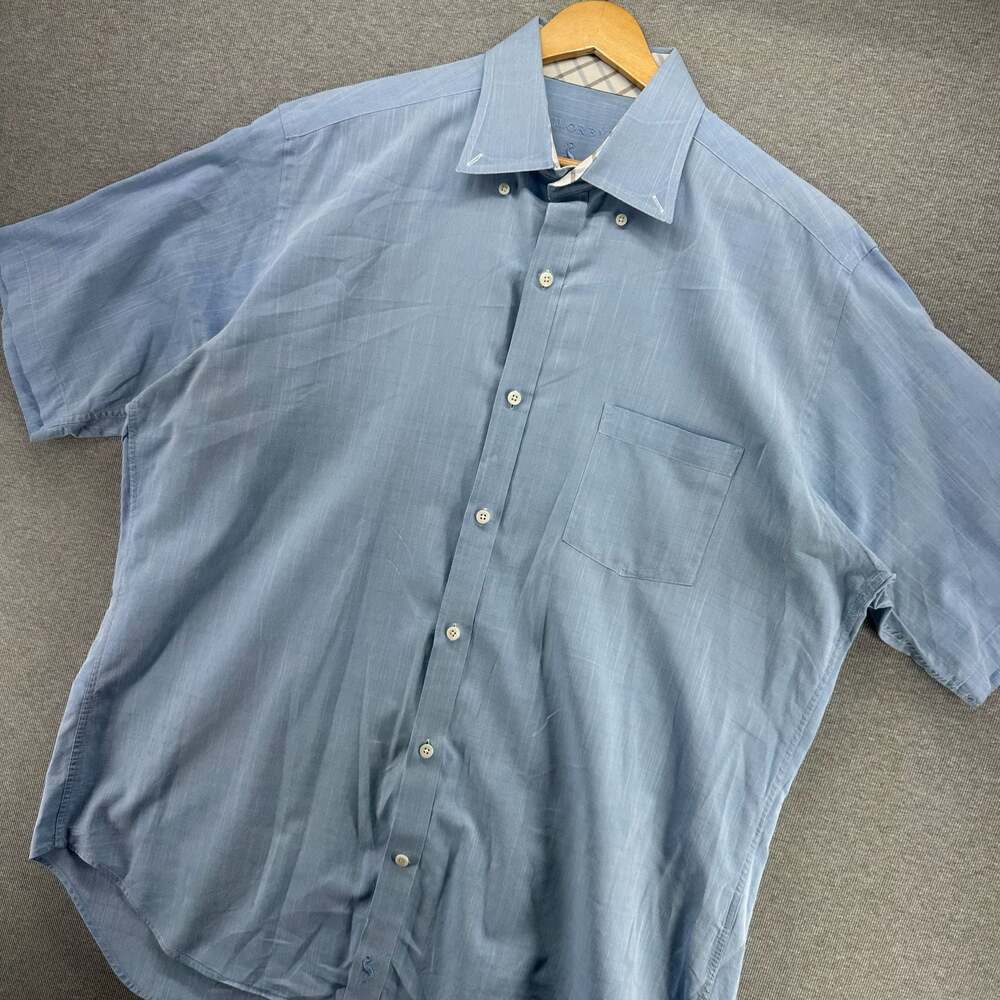 Tailorbyrd Men's Size XL Short Sleeve Button Down Shirt Light Blue 100% Cotton